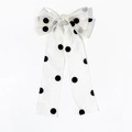 Barrette à cheveux élégante à pois blancs avec longs rubans pour un style vintage - Beige
