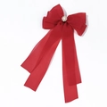 Détail de la barrette à cheveux nœud en tulle rouge avec perles et strass élégants - Rouge