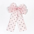 Elegante lazo para el pelo de organza rosa con lunares y centro de corazón brillante - Rosa