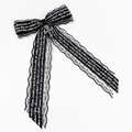 Gothic black lace bow hair clip with silver cross and printed ribbon for women - Black Cross Pendant Lace Bow (5#)