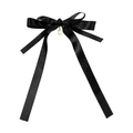Elegante fermaglio per capelli con fiocco in raso nero e perla bianca con base dorata - Nero