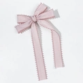 Pink plaid checkered bow hair clip with scalloped lace edges on a white background - Scalloped Pink/White Plaid (5#)