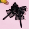 Barrette à cheveux élégante en dentelle noire avec rubans, style vintage français chic - Noir