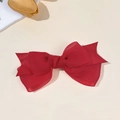Fermaglio per capelli con fiocco rosso in organza a strati per un look dolce e fatato - Rosso