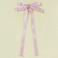 Fermaglio per capelli in raso rosa con perla a cuore e lunghi nastri stile balletto - Rosa