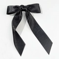 Vue détaillée d'une pince à cheveux nœud en satin noir élégant avec une texture soyeuse - Style Simple Ruban Long (3#) / 3#-Noir Ruban Long