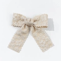 Elegante fermaglio per capelli in pizzo beige con ricami floreali e bordi smerlati - Stile Floreale Ricamato (1#)