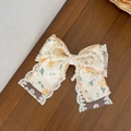 Fermaglio per capelli stile principessa con pizzo floreale e fiocco di perle - Arancione