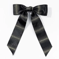 Detail van een grote zwarte haarclip met strik en elegante gouden strepen en fijne textuur - 3# Zwart Goud Gestreept Lange Stijl