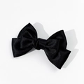 Primer plano del broche de lazo de satén negro con elegante textura de cinta - Estilo de Lazo en Capas Preppy (3#)