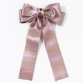 Elegant purple bow hair clip with gold glitter stripes and long streamers for women - 6# Pink Purple Gold Glitter Long Ribbon Style