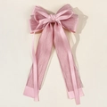 Eleganter zweischichtiger rosa Schleifen-Haarclip mit Satin- und Organza-Bändern - Rosa