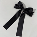 Schwarze Satin-Haarspange mit Herz-Kreuz-Anhänger im minimalistischen koreanischen Stil - Schwarz