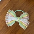 Rainbow ribbon mesh bow hair scrunchie with colorful wavy patterns for girls - Mint Green Fresh Hair Rope (6#)
