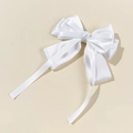 Elegante witte satijnen haarklem met lange linten voor dames, minimalistische stijl - Wit