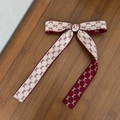 Detalle de horquilla vintage con patrones de lazo rojo y bordes festoneados - 3# (Beige y Rojo Oscuro Borde Ondulado)