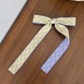 Pinza para el pelo retro con lazo de jacquard de doble cara, cintas y bordes rizados morados - 2# (Amarillo y Violeta Doble Cara)