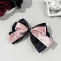 Gothic-Stil doppellagige schwarz-rosa Bandschleife Haarspange mit Just for you Text - Rosa