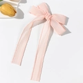 Rosa Mesh-Haarschleife mit langen Bändern und gewellten Kanten für Frauen und Mädchen - Rosa