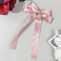 Haarklammer mit rosa Satinschleife und Just for you Aufdruck mit langen Bändern - Rosa