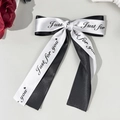 Barrette à cheveux avec nœud bicolore noir et blanc et ruban Just for you - Blanc