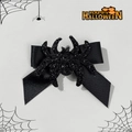 Halloween hair clip featuring a black satin bow with a sparkling sequined spider design - Spider Style (2#)