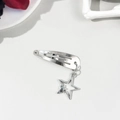 Detail of silver star pendant hair clip with double pentagram design on white background - Large Star Nested Small Star Pendant Style (2#)