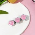 Barrette à cheveux rose avec trois motifs pattes de chat et bordure en métal argenté - Style Triple Patte de Chat (3#)