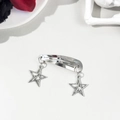 Detailed macro view of silver star pendant hair clips with vintage metallic texture - Spring Clip Hollow Star Double Pendant Style (4#)