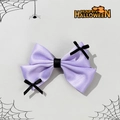 Detalle de lazo de Halloween en satén morado con mini cintas negras y motivos festivos - Lazo Púrpura Negro con Mini Lazos (3#)