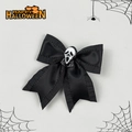 Dettaglio del fermaglio per capelli di Halloween con fiocco nero e volto fantasma - Stile Viso di Fantasma (3#)