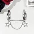 Pinces à cheveux argentées Y2K avec pendentif étoile et chaînes pour style punk - Style Double Pince Double Chaîne Pendentif Étoile Creuse (10#)