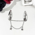 Barrettes BB argentées avec pendentifs étoiles et chaînes style punk esthétique - Style Charme Pentagramme à Double Chaîne Reliée (12#)