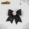 Dettaglio molletta per capelli Halloween con fiocco in raso nero e occhio realistico - Stile Bulbo Oculare di Simulazione (1#)