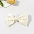 Elegant cream satin bow hair clip with minimalist Korean style for women - Cream (7#)
