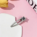 Detail of silver star hair clip with grey stone and white rhinestones on marble - Silver Hollow Hexagon (6#)