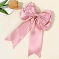 Eleganter großer Haarschmuck mit rosa Satinschleife und langen Bändern für Damen - Rosa