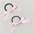 Lot de chouchous à nœud en satin rose avec élastiques noirs pour coiffures élégantes - Rose