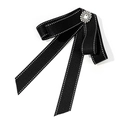 Dettaglio di un fiocco nero con cuciture bianche e un centro di cristallo lucente - Stile Decorato con Strass (1#)