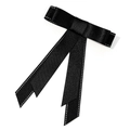 Dettaglio del fiocco in nastro nero con cuciture a contrasto bianche su tessuto - Stile Semplice a Nastro Lungo (3#)