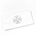 Fascia per capelli in maglia a coste bianca con croce gotica in strass brillanti - Bianco