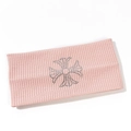Detail of pink knitted headband with crystal rhinestone cross pattern for yoga - Hot Pink