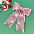 Lazo rosa de Navidad para el pelo con renos dorados y árboles para decoración festiva - Estilo Lazo con Cinta Larga (2#)
