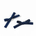 Détail de barrettes à nœud bleu marine avec ruban texturé et pince métallique argentée - Bleu Marine (Style 1)