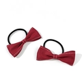 Dettaglio di fiocchi per capelli rosso scuro con cuciture bianche ed elastici resistenti - Rosso (Stile 4)