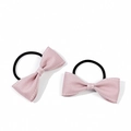 Coppia di elastici per capelli con fiocchi rosa e cuciture bianche su fasce nere elastiche - Rosa (Stile 4)