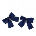 Paio di fiocchi blu scuro con cuciture bianche per accessori per capelli e decori - Blu Marino (Stile 5)
