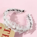 Serre-tête Lolita en dentelle à nœuds roses, design élégant à volants pour un style doux - Rose