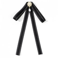 Elegante spilla a fiocco nero con cuciture bianche e pendenti in perle a goccia - Fiocco Pendente di Perla (1#)