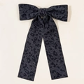 Macro view of leopard print bow hair clip made of high-quality twill textured fabric - Dark Gray Leopard Style (1#)